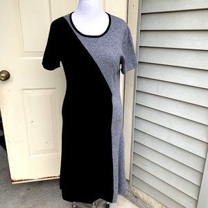 NWT Lusso 100% black/gray A-line cashmere short sleeve dress size XL